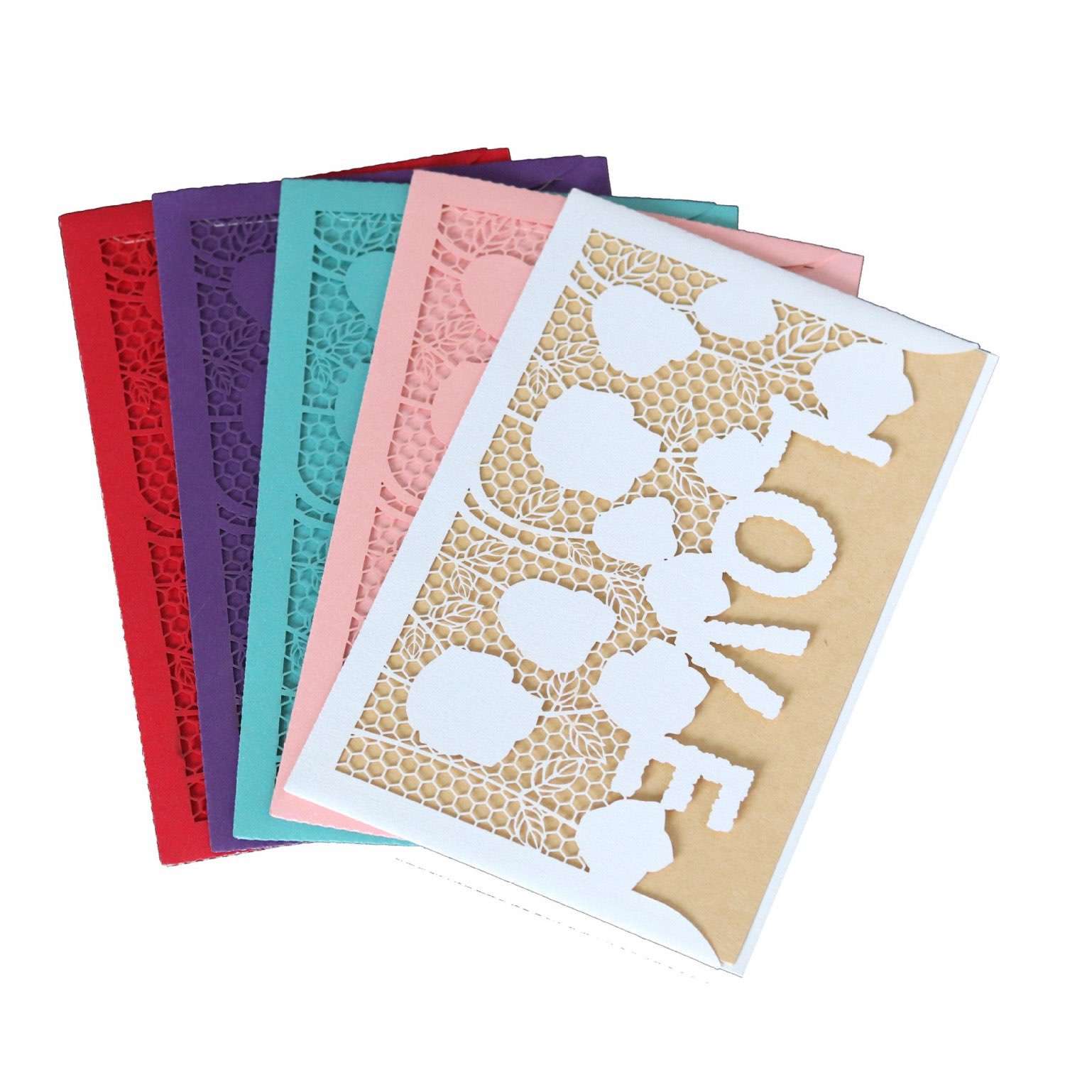 Laser Cut Invitation Holder Iridescent Paper Valentine's Day Card
